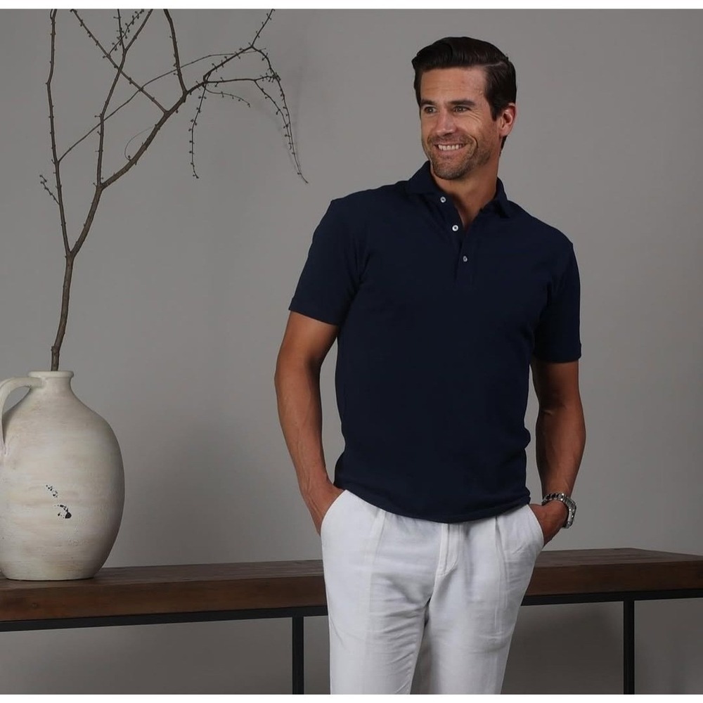 NWT Collars and Co Luxury Pique Cotton Button Up Dress Shirt 2XL Navy